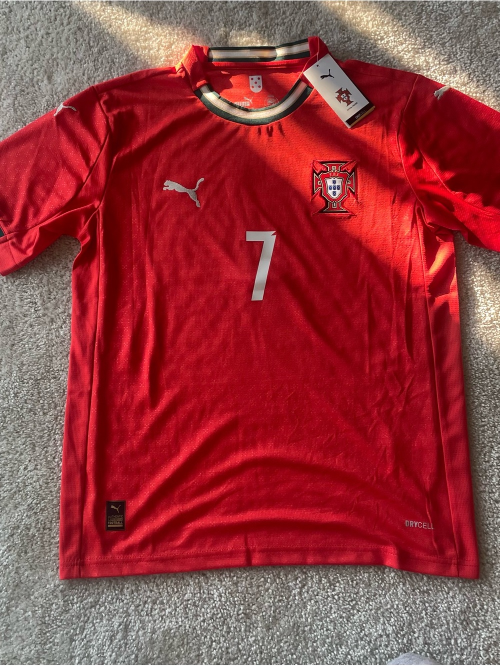 Puma Red Portugal Soccer Jersey with White Accents